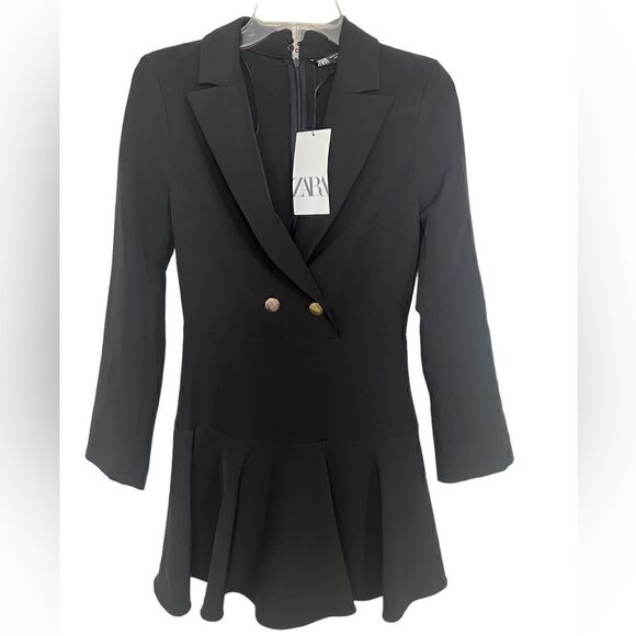 Zara Black Long Sleeve Buttoned Blazer Jumpsuit Size XS - Picture 2 of 14